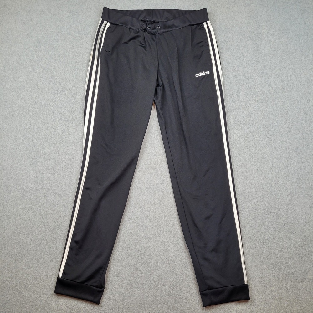 Adidas Track Pants Womens Large Black Primegreen 3-Stripe Jogger Sweatpants